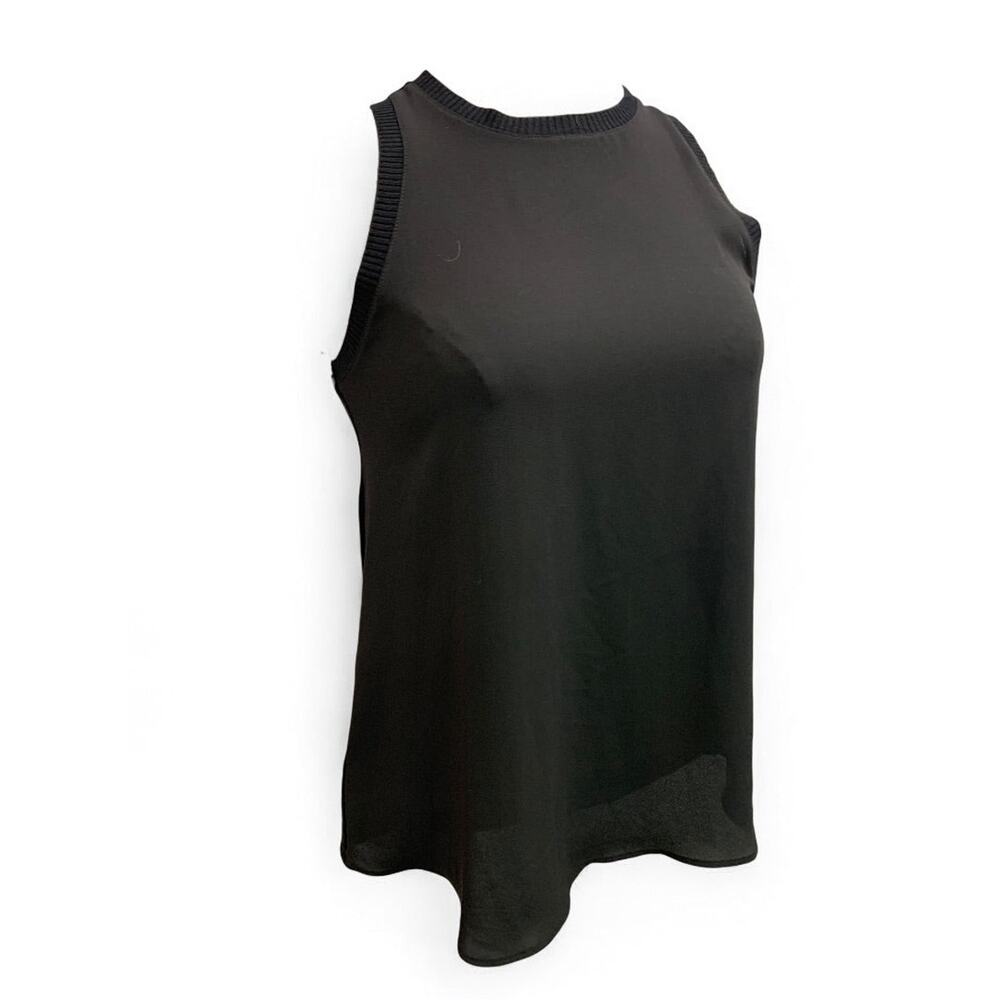 XXS LOFT Womens Black Sleeveless Blouse Shirt Contrast Front